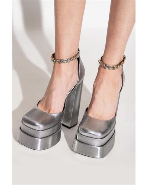 versace medusa driver silver|versace medusa platform heels.